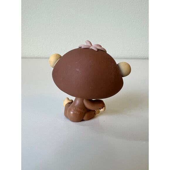 Littlest Pet Shop LPS Chimpanzee Chimp #486 Brown Aqua Blue Eyes Flowers 2006 - Picture 5 of 6